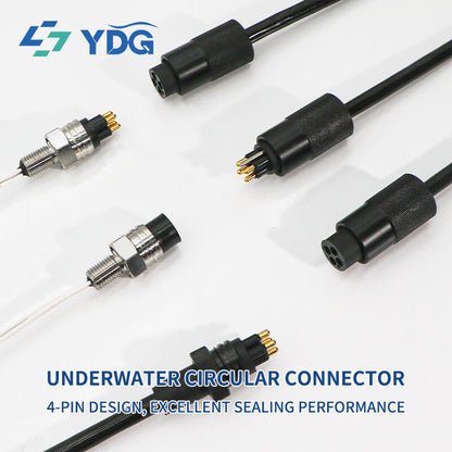 Subsea Wet-Mate 4-Pin Micro Circular Connector Pair with Locking Sleeves and Retaining Rings