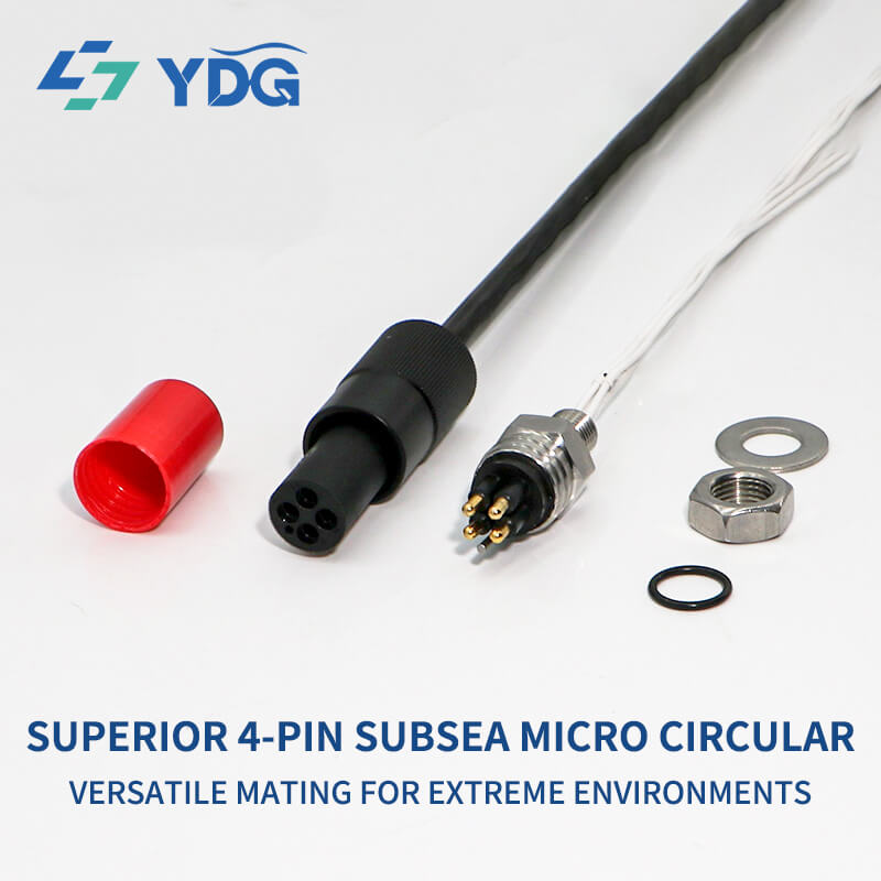 Subsea Micro Circular Connector Set: MCIL4F Female In-Line Cable and MCBH4M Male Bulkhead Receptacle