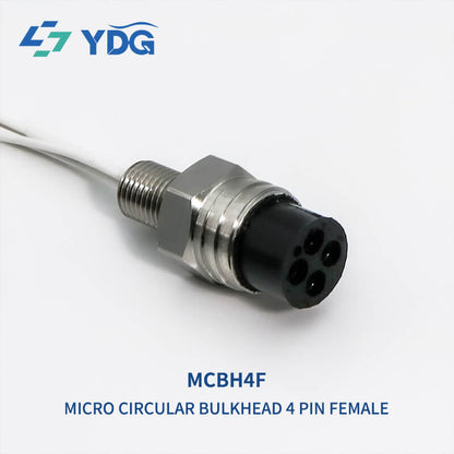 MCBH4F 4-Pin Female Bulkhead Subsea Connector with 316L Stainless Steel Shell and PTFE Leads