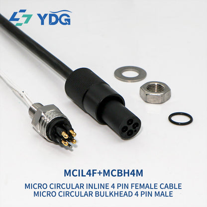 MCIL4F Female Cable Connector and MCBH4M Stainless Steel Male Bulkhead Wet-Mate Set