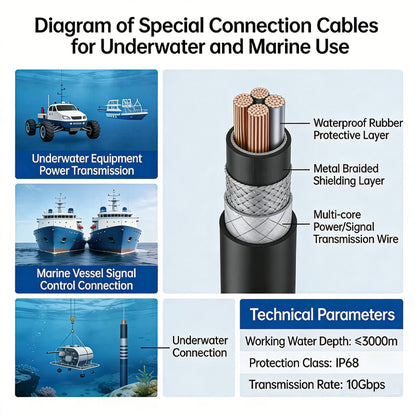 High pressure resistant watertight subsea cable for deep ocean exploration