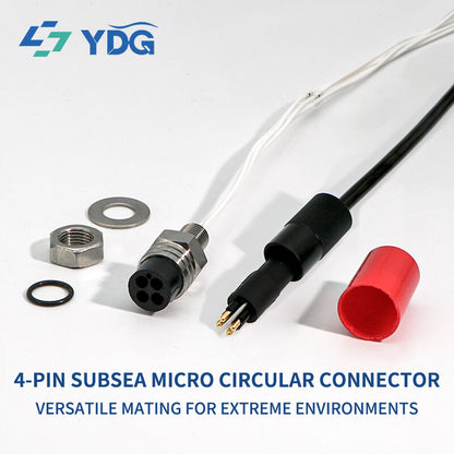 Subsea Micro Circular Connector Set: MCBH4F Female Bulkhead Receptacle and MCIL4M Male In-Line Cable