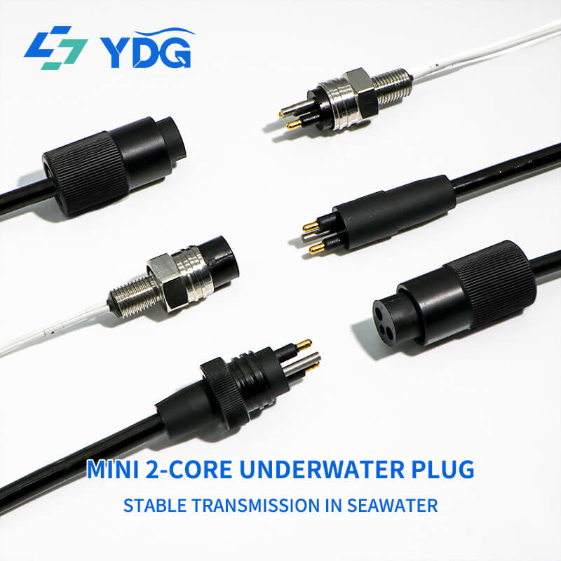 2-pin subsea wet-mate micro circular connector pair with locking sleeves