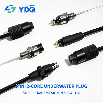 2-pin subsea wet-mate micro circular connector pair with locking sleeves
