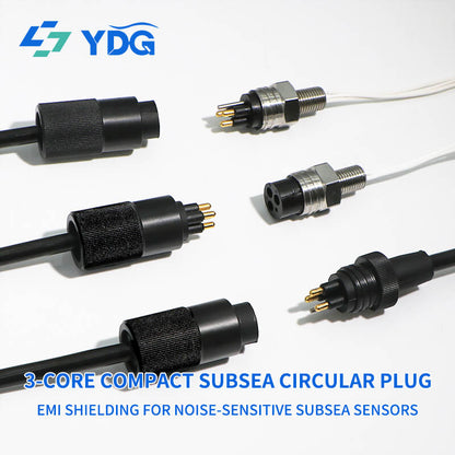 YingDiGe 3-pin subsea micro circular connector configurations, including inline cable plugs and bulkhead connectors
