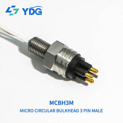 MCBH3M male 3-pin bulkhead connector with threaded metal shell