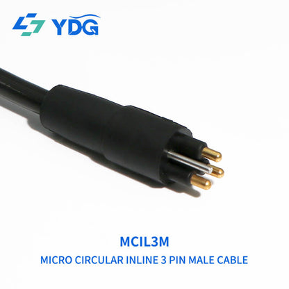 MCIL3M male 3-pin inline cable connector and exposed contacts
