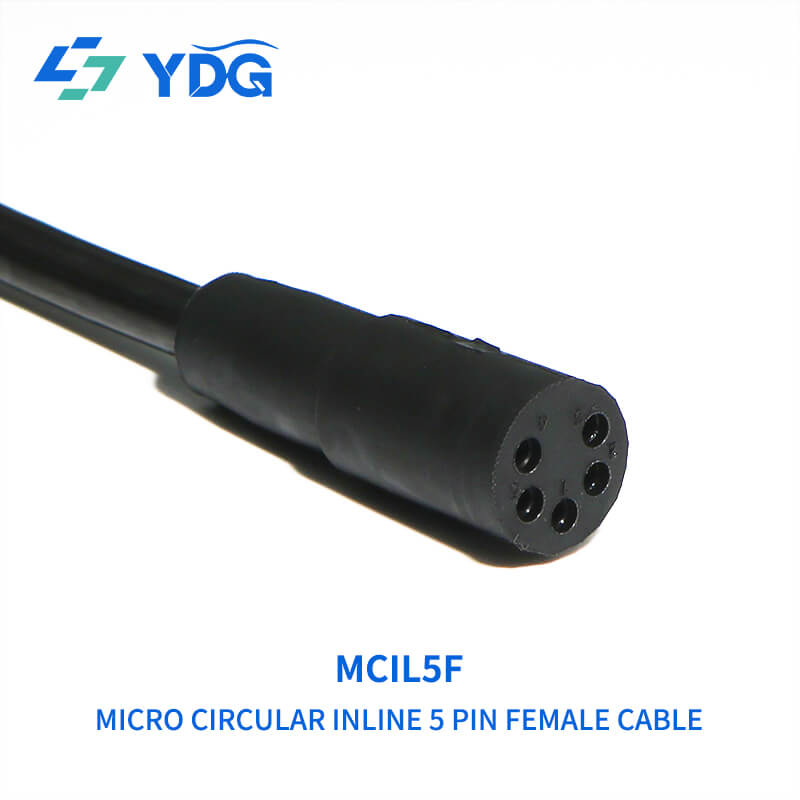 MCIL5F 5-pin female micro circular inline cable connector with five recessed sockets