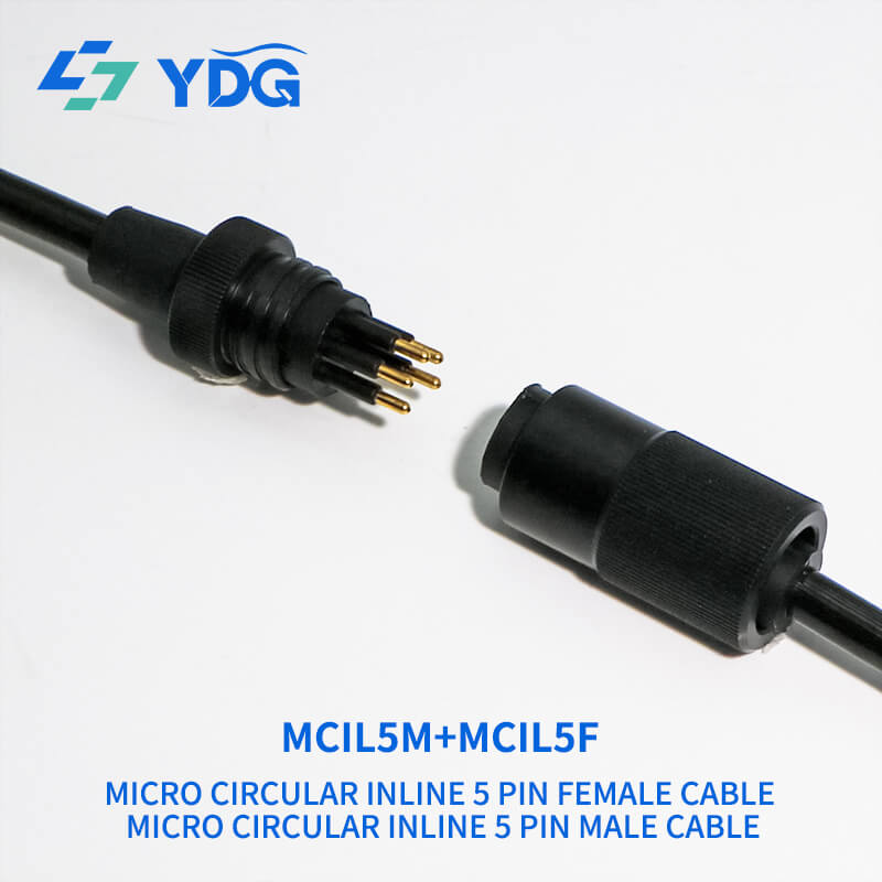 MCIL5M male and MCIL5F female 5-pin inline cable connectors facing each other