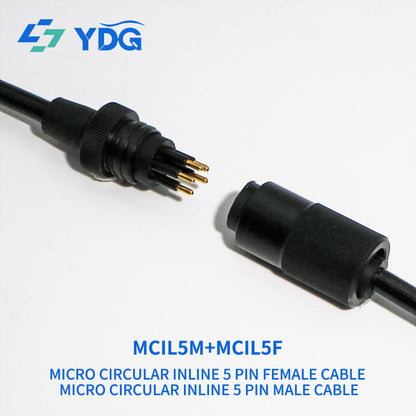 MCIL5M male and MCIL5F female 5-pin inline cable connectors facing each other
