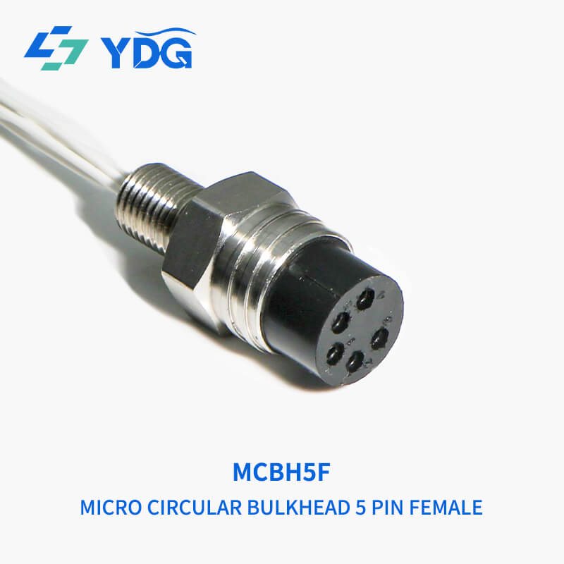 MCBH5F 5-pin female micro circular bulkhead connector with five recessed sockets