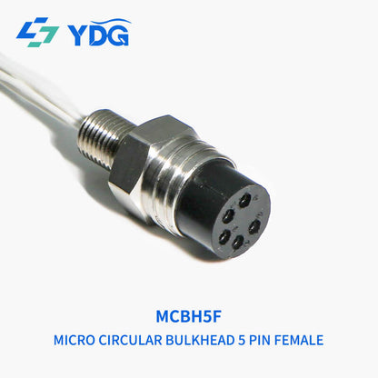 MCBH5F 5-pin female micro circular bulkhead connector with five recessed sockets