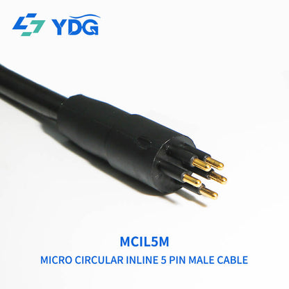MCIL5M 5-pin male micro circular inline cable connector with gold-plated pins