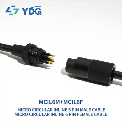 MCIL6M male and MCIL6F female inline six-contact cable connector pair