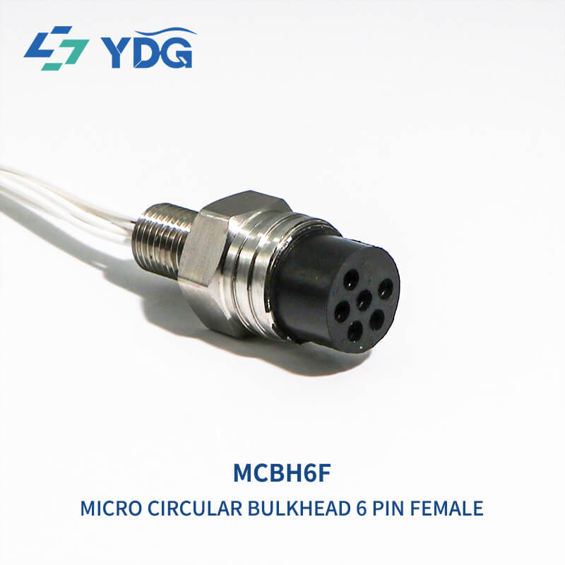 MCBH6F six-contact bulkhead female connector with PTFE lead