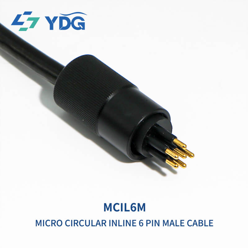 MCIL6M six-contact inline male cable connector with gold-plated contacts