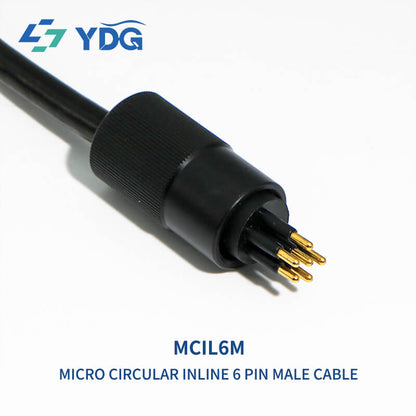 MCIL6M six-contact inline male cable connector with gold-plated contacts